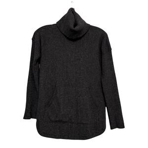 Cynthia Roswell 2 Ply Cashmere Dark Gray Kangaroo Pouch Tunic Turtleneck Small